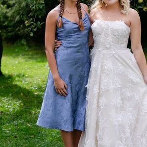 Blue Jaquard Midi Dress